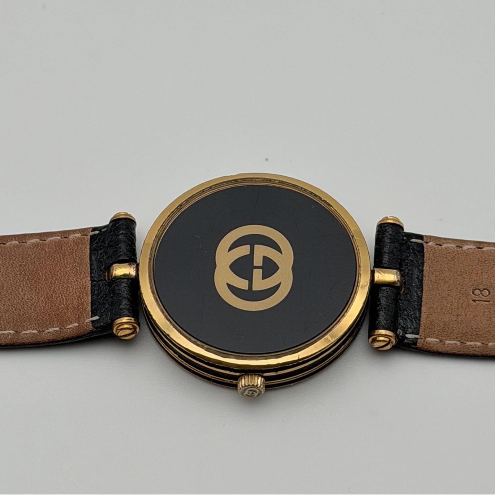 Gucci Vintage Black Dial Gold-Tone Quartz Watch – 30Mm