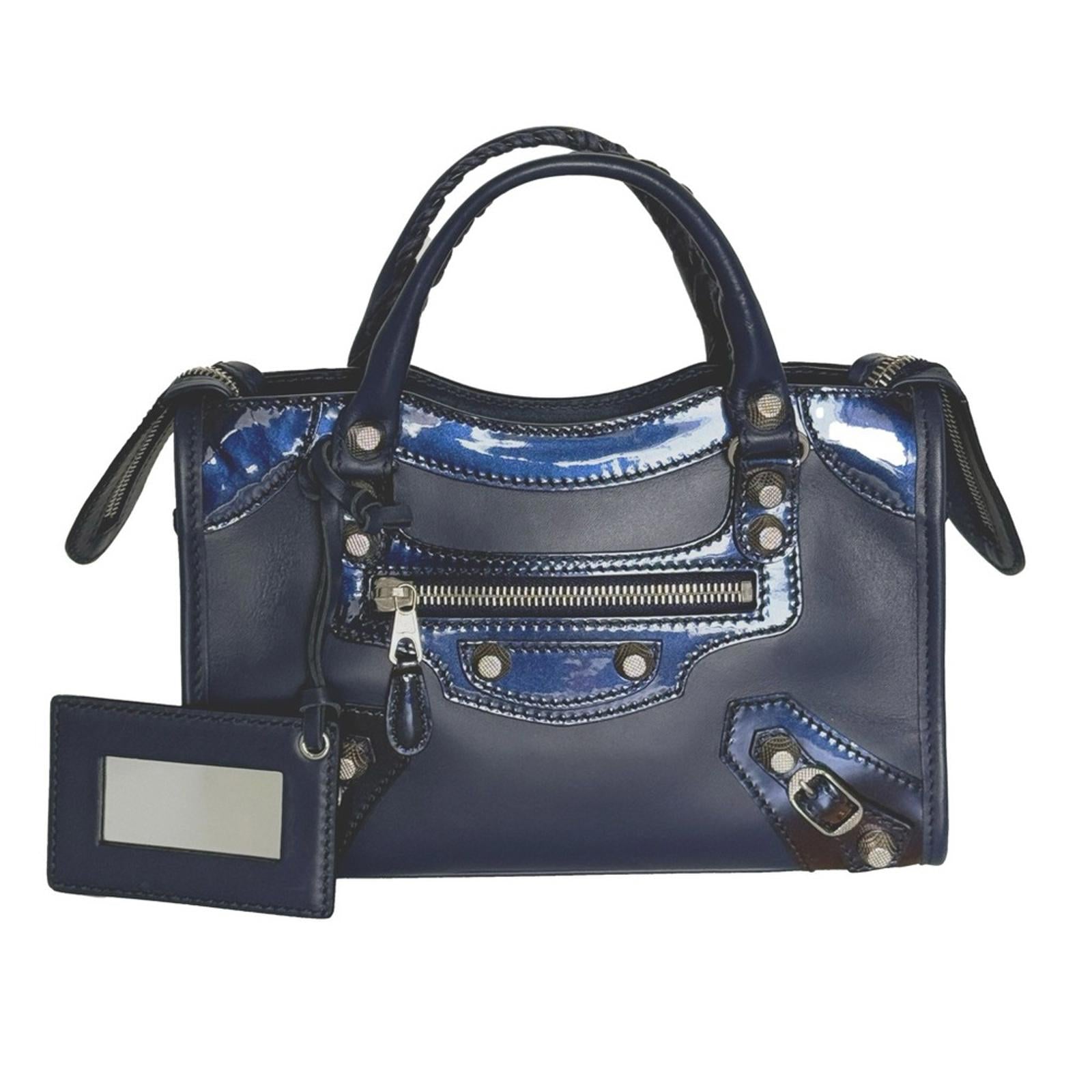 Balenciaga Matte Motocross Giant 12 Mini City Bag Indigo Blue