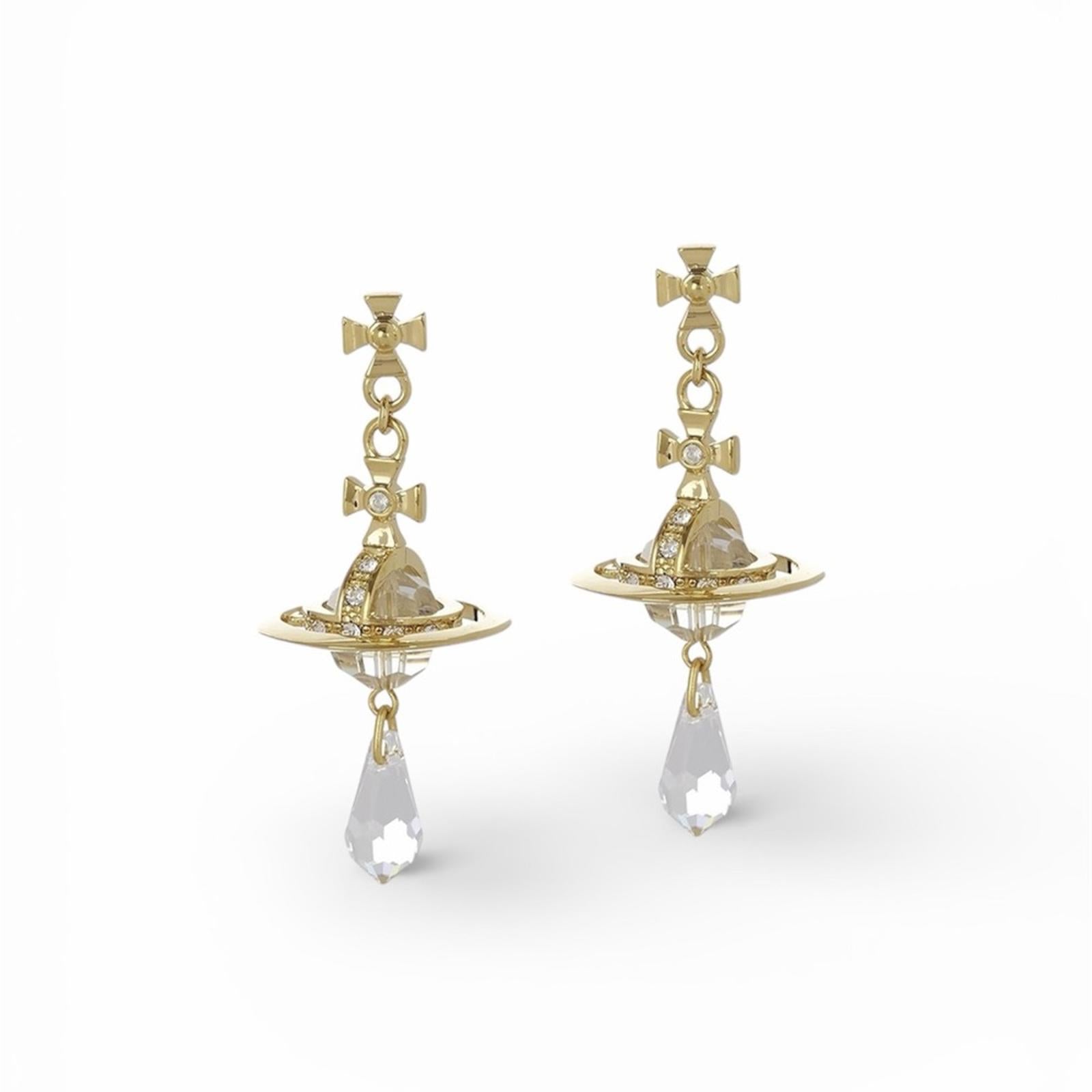VIVIENNE WESTWOOD ORB DROP EARRINGS – GOLD TONE CRYSTAL