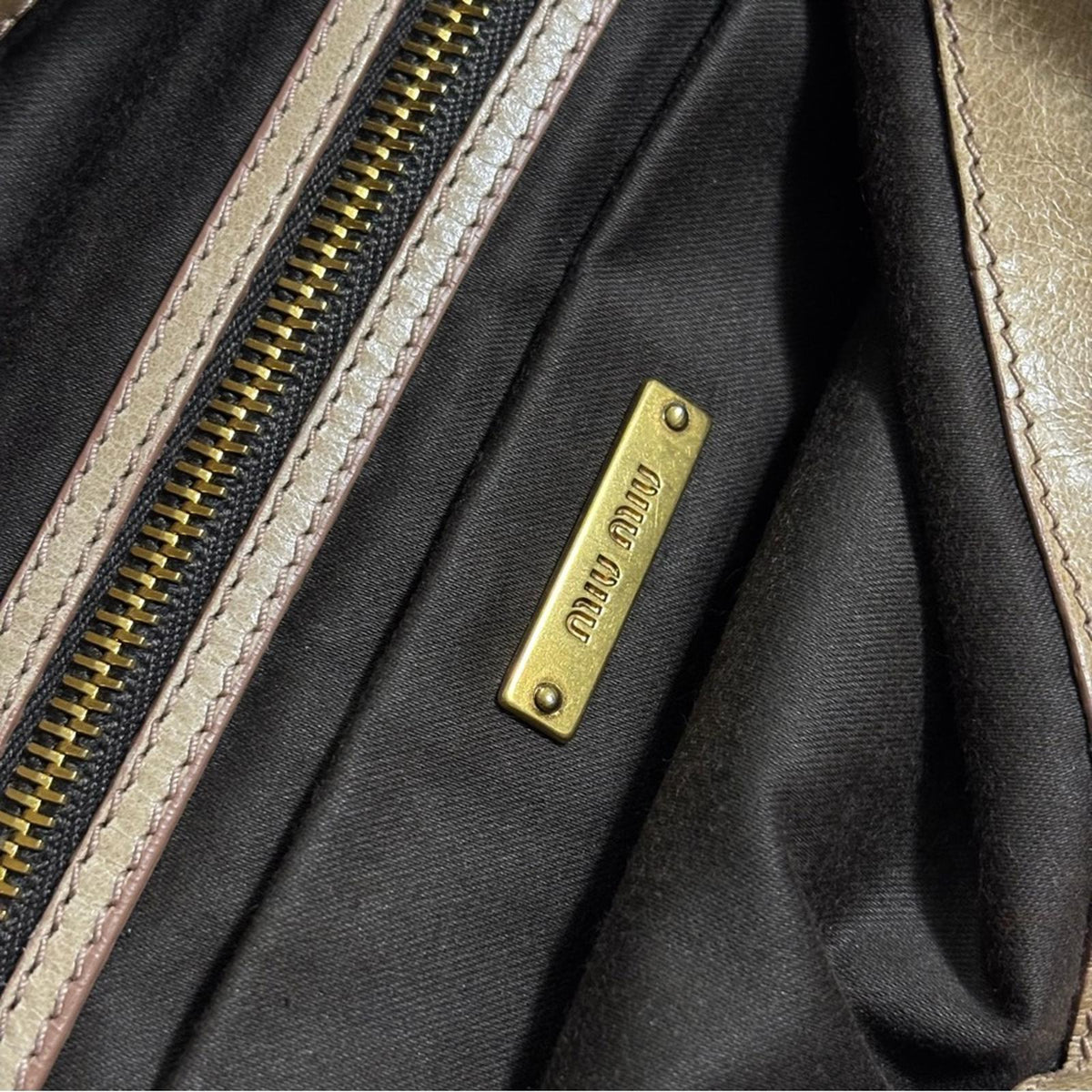 Miu Miu Beige Leather Clutch With Crystal Heart Charm