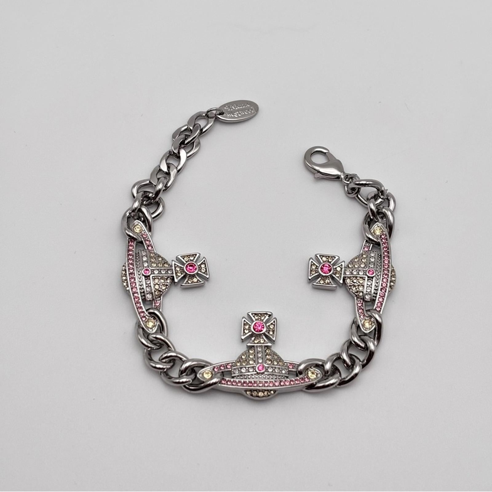 Vivienne Westwood Kika Saturn Orb Crystal Chain Bracelet