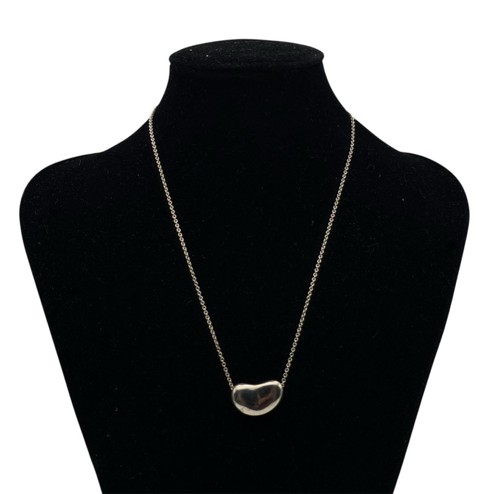 Tiffany & Co Elsa Peretti Bean Necklace Sterling Silver 925