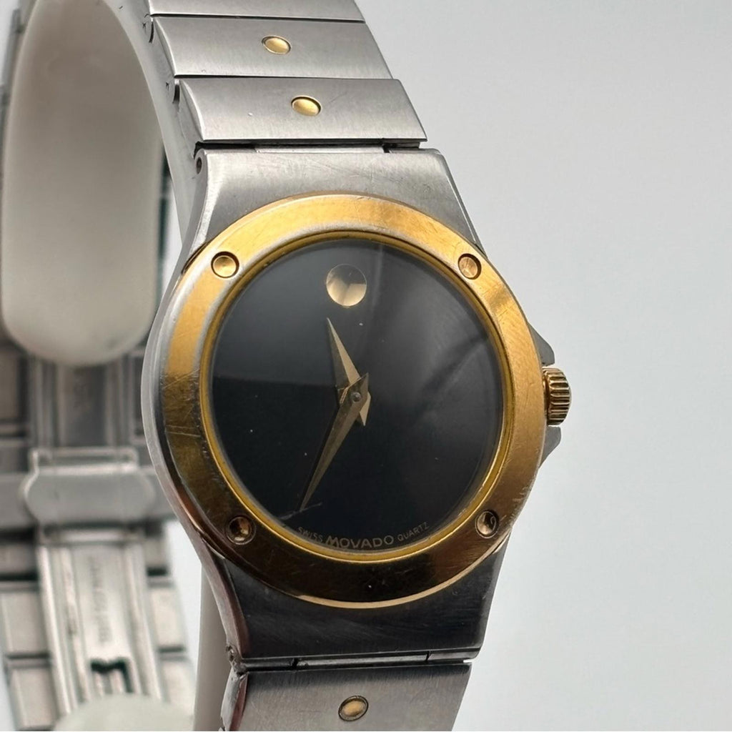 Vintage Movado Museum Two-Tone Quartz Watch Swiss Made 1980s