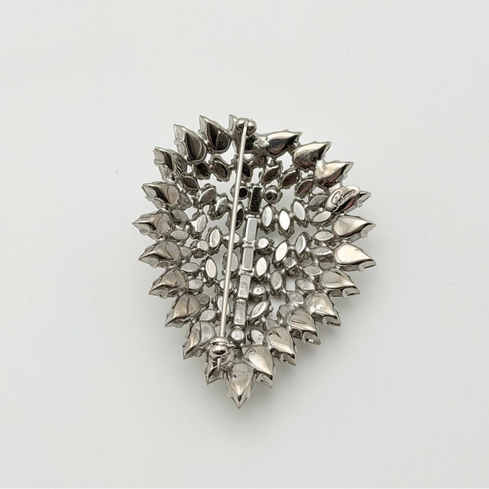 Sherman Rhinestone Brooch & Clip Earrings Set – Silver Tone