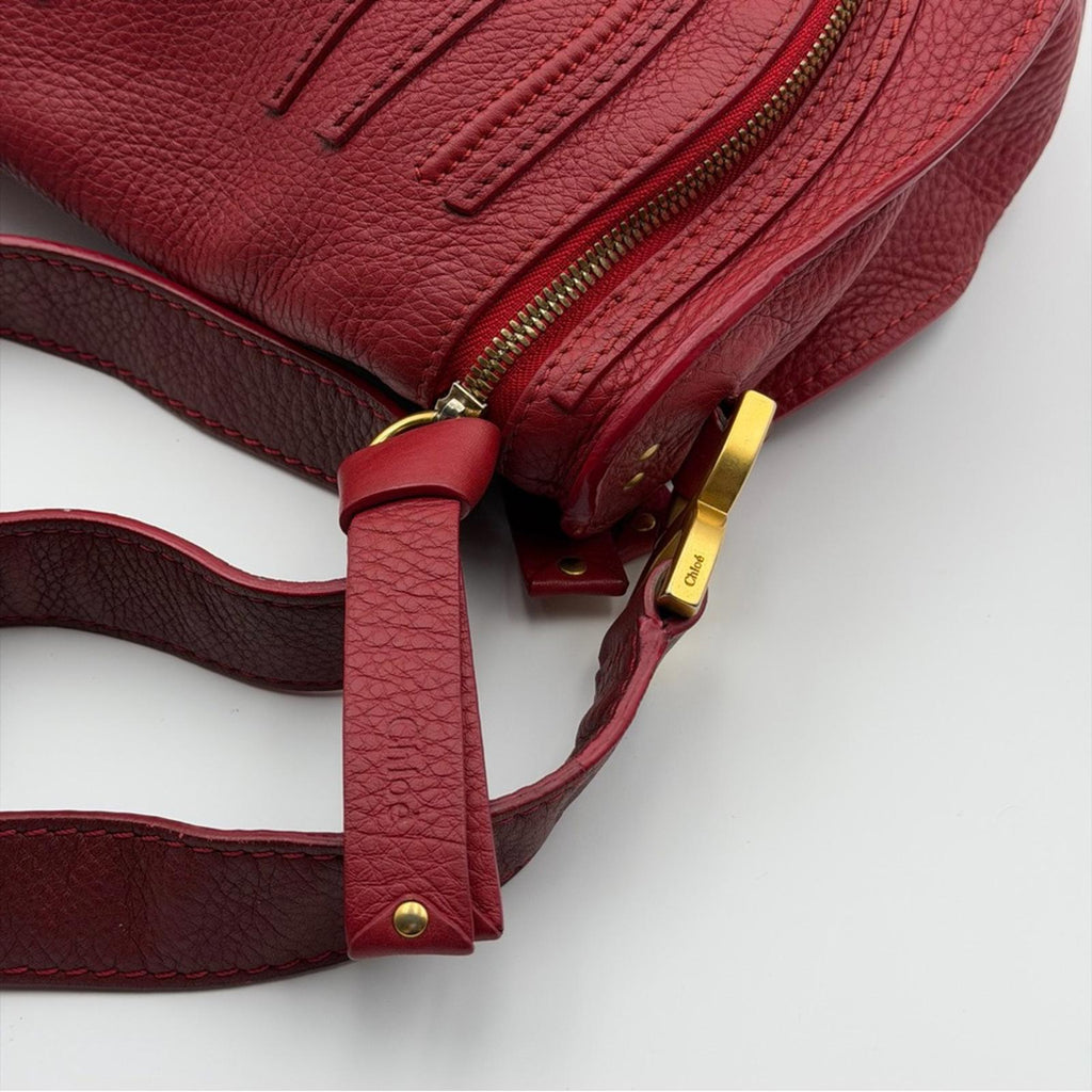 Chloé Marcie Leather Crossbody Bag – Red / Burgundy