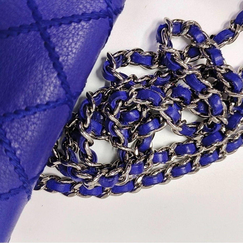 Chanel Classic Wallet On Chain WOC Quilted Lambskin Purple Silver Hardware