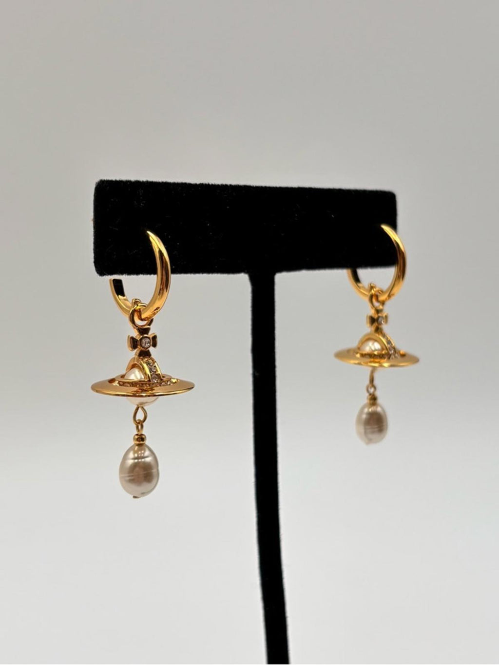 Vivienne Westwood Aleksa Pearl Drop Earrings Gold Tone