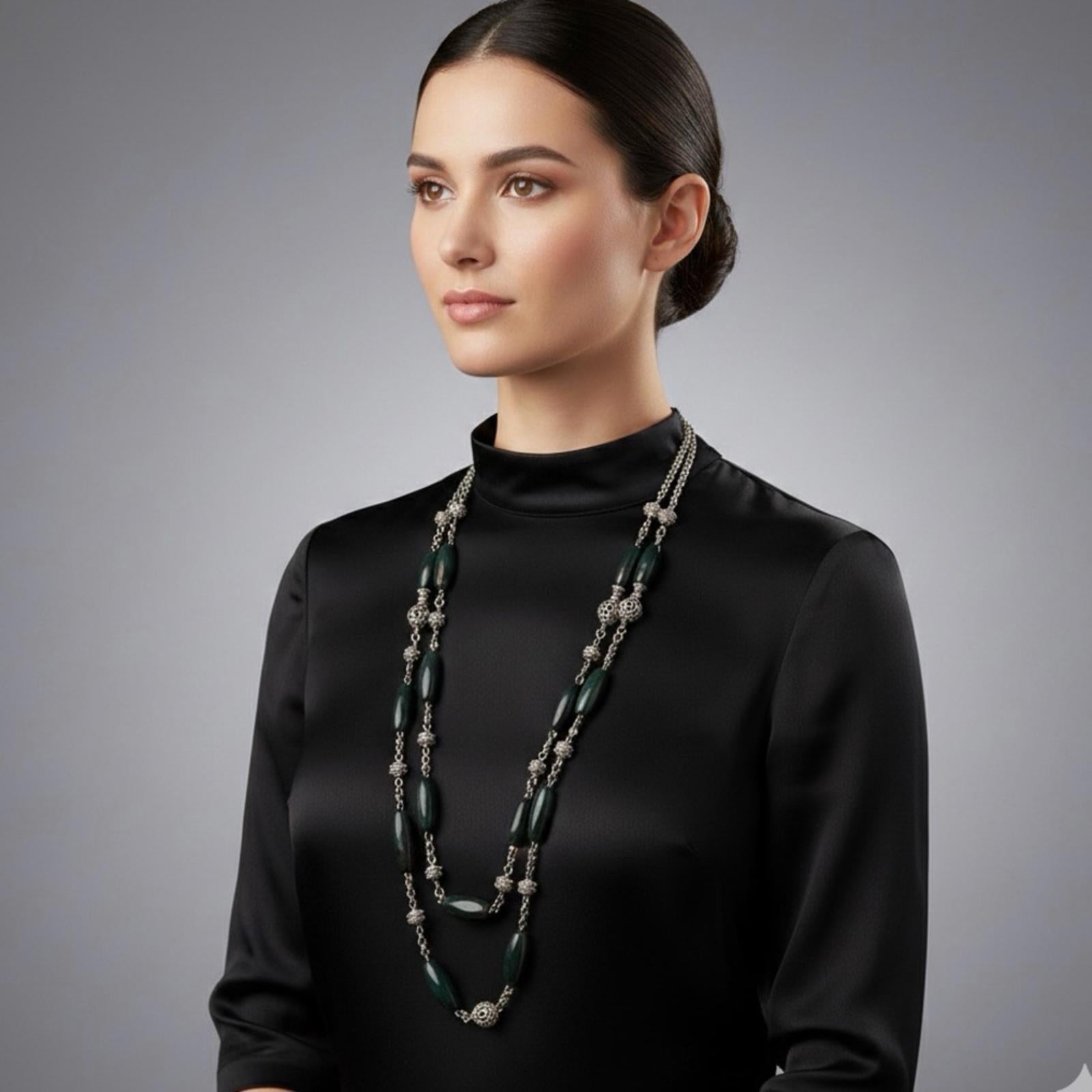 Vintage Sterling Silver Bloodstone Necklaces Set