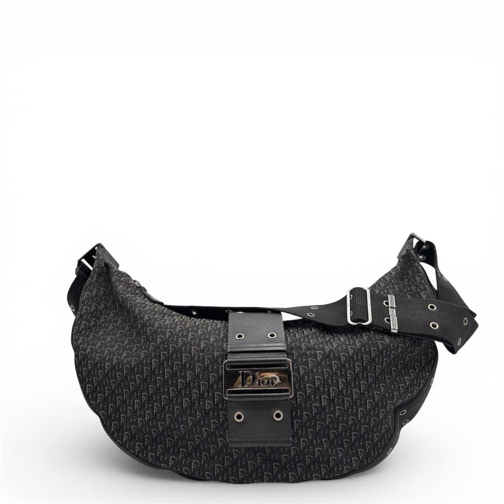 Christian Dior Vintage Black Diorissimo Monogram Saddle Messenger Shoulder Bag