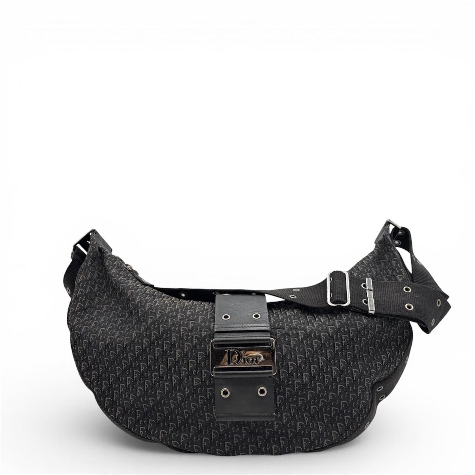 Christian Dior Vintage Black Diorissimo Monogram Saddle Messenger Shoulder Bag