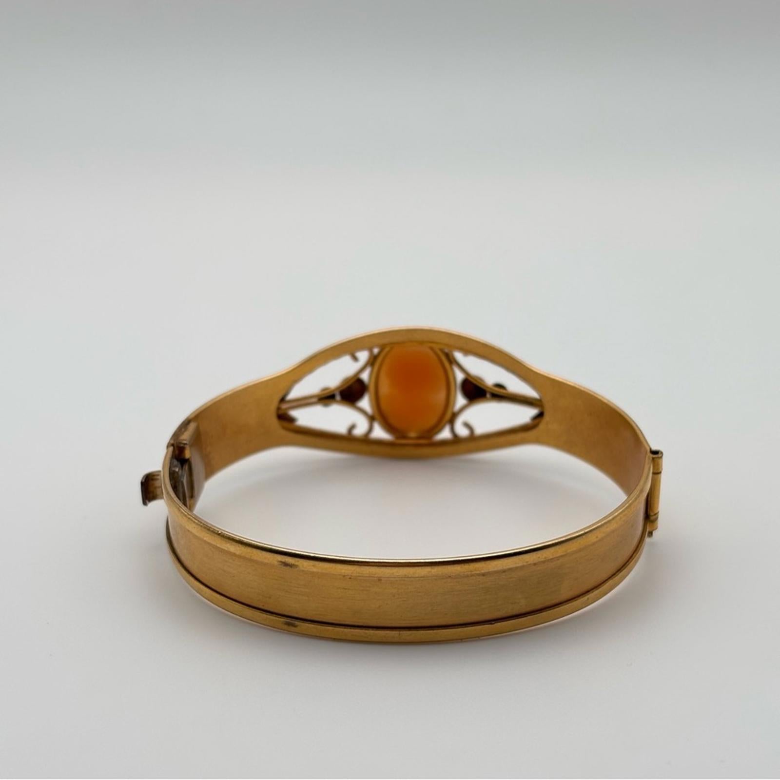 Vintage Gold-Tone Cameo Bangle Bracelet
