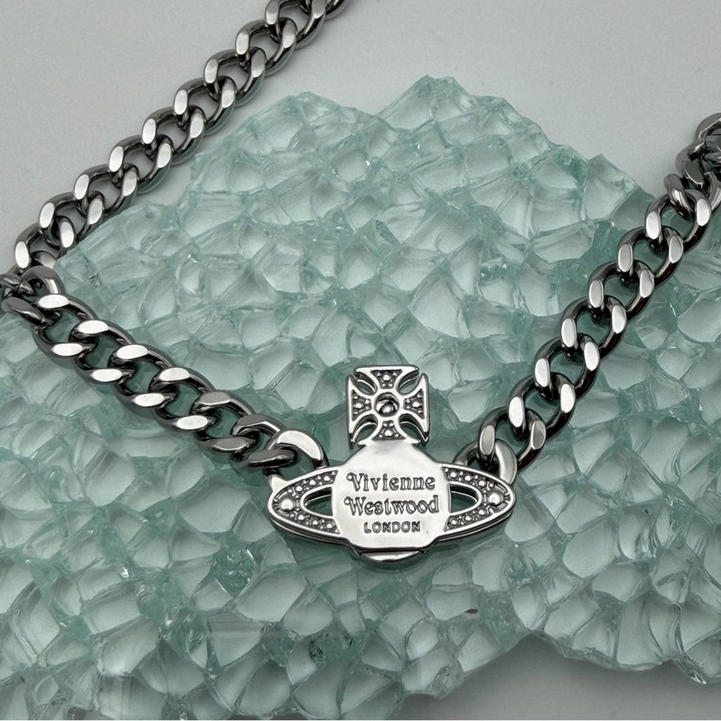 VIVIENNE WESTWOOD GRAZIELLA SMALL CHOKER — PLATINUM / WHITE