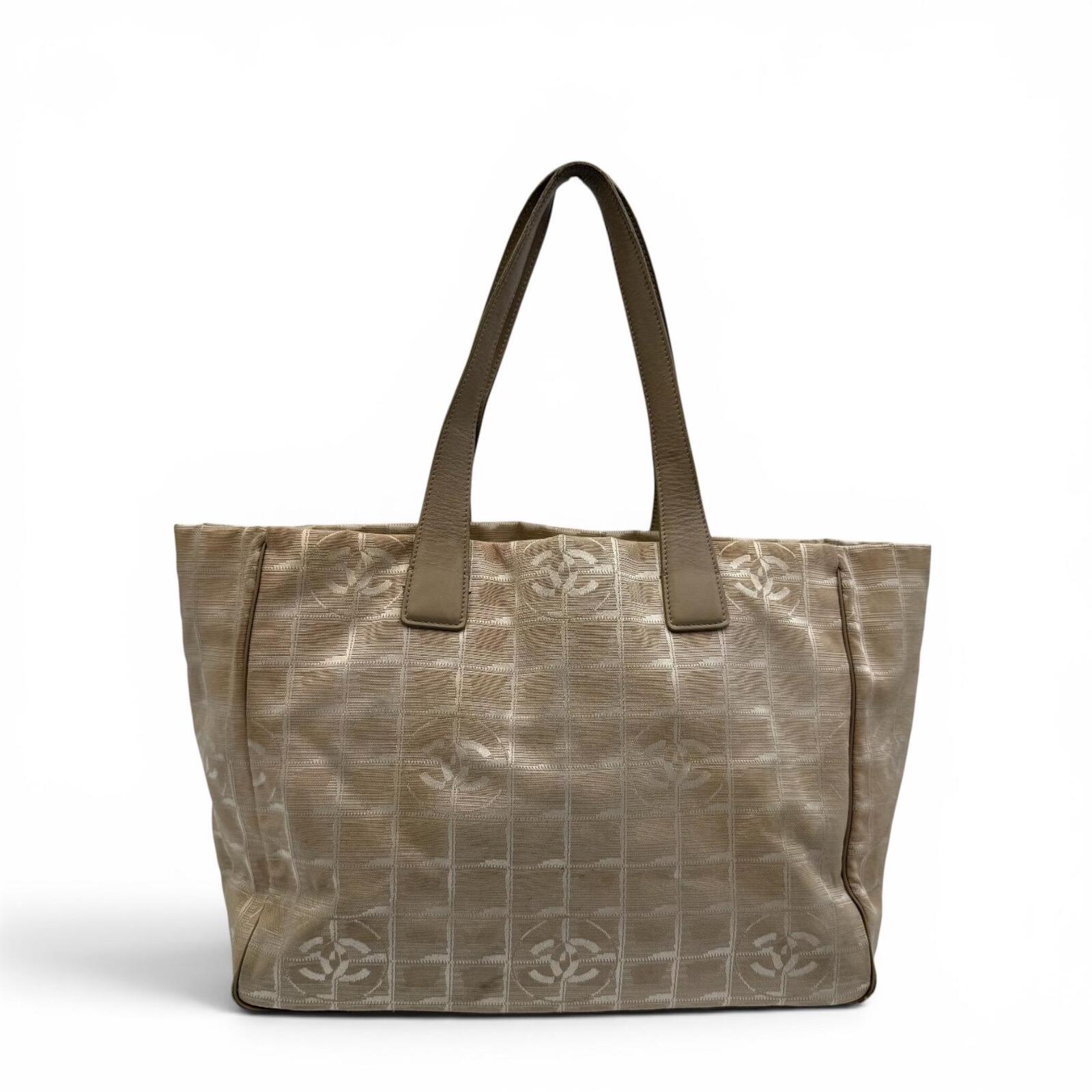 Chanel Beige New Travel Line Nylon Jacquard Tote