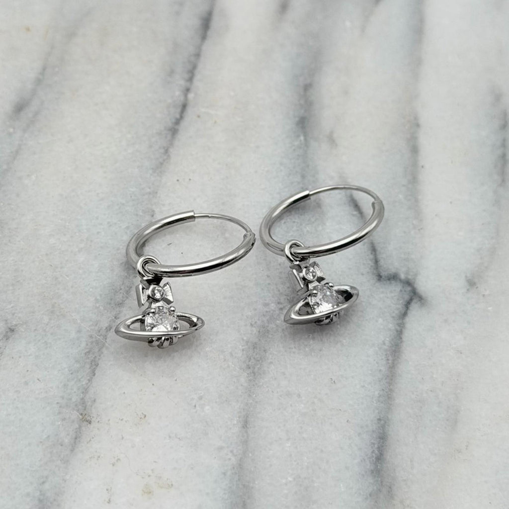 Vivienne Westwood Nina Spark Crystal Saturn Hoop Earring Slr