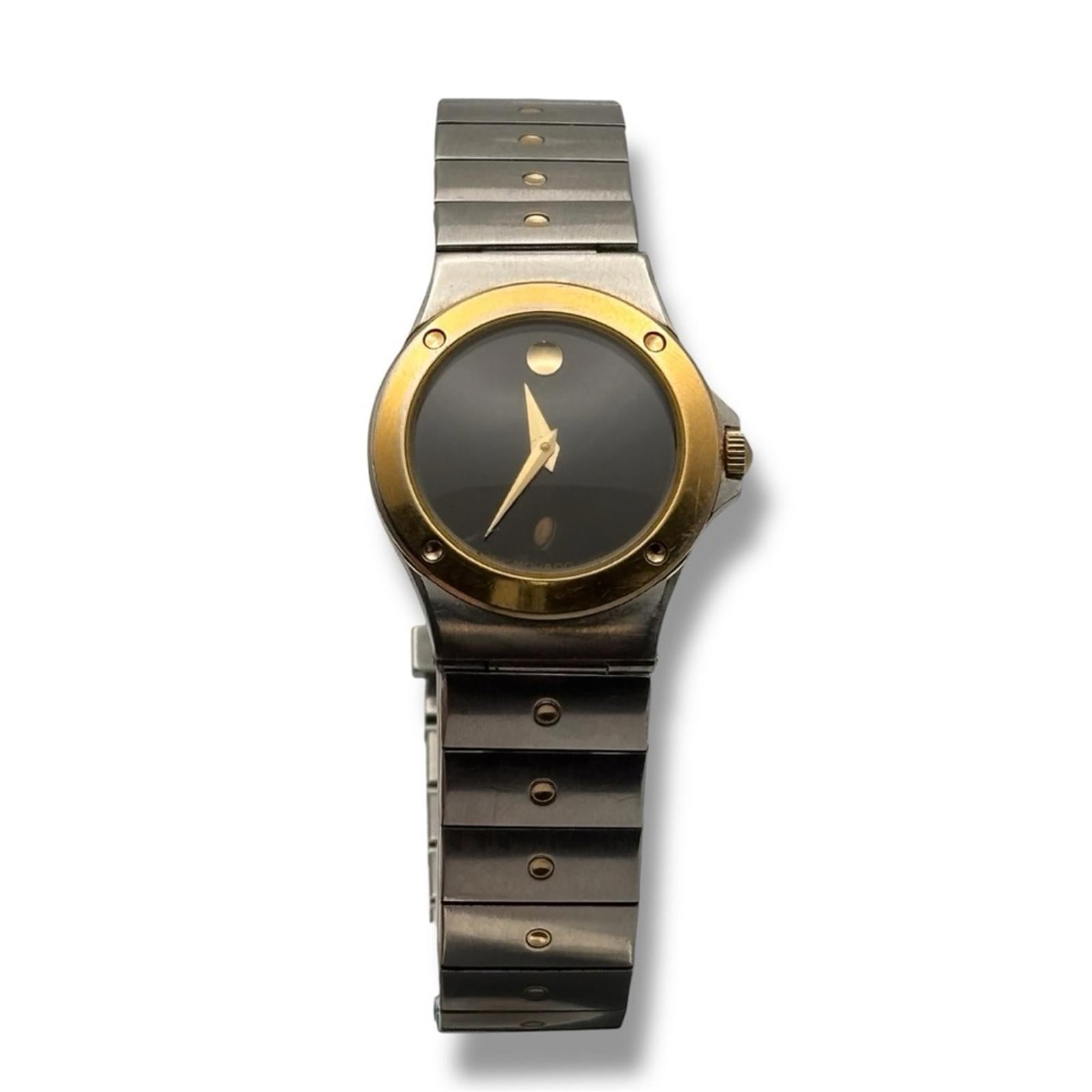 Vintage Movado Museum Two-Tone Quartz Watch Swiss Made 1980s