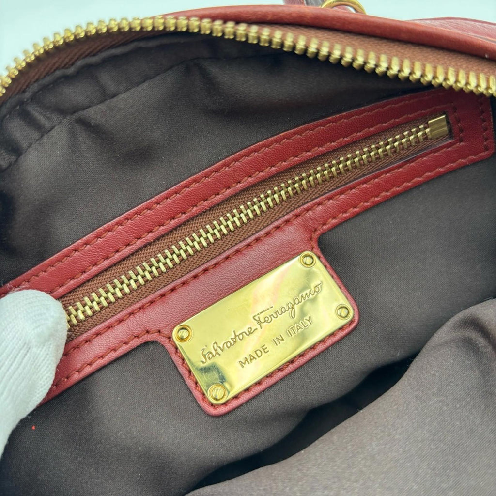 Salvatore Ferragamo Fiamma Leather Small Top Handle Bag