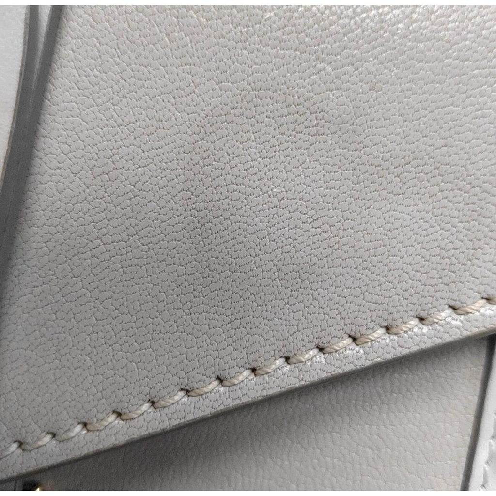 Chloé Aby Mini Chain Leather Shoulder Bag Grey Gold Hardware