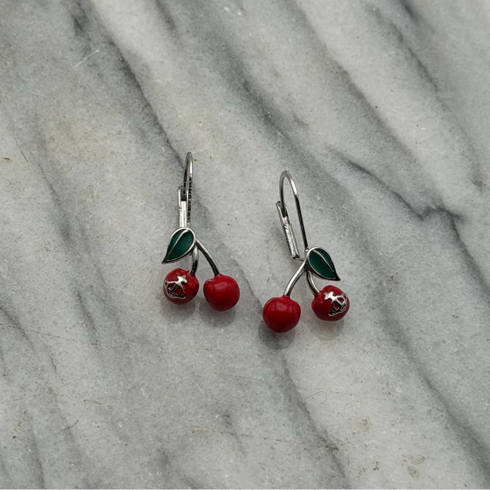 Vivienne Westwood Cherry Drop Earrings – Silver Tone