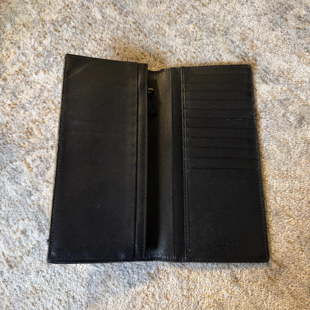 PRADA BLACK SAFFIANO LEATHER LONG WALLET
