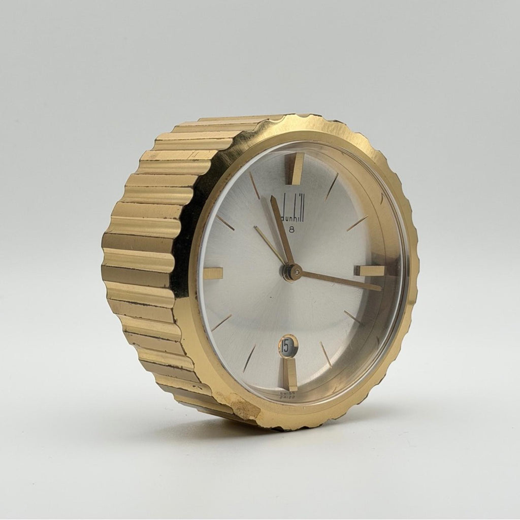 Dunhill Swiss Made Desk Clock – Gold Tone – Vintage