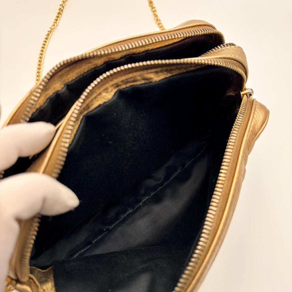 Miu Miu Matelassé Metallic Gold Leather Crossbody Bag