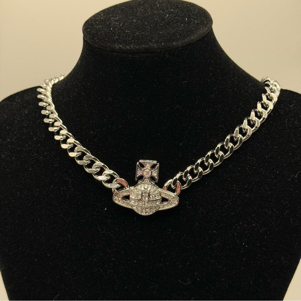 VIVIENNE WESTWOOD GRAZIELLA SMALL CHOKER — PLATINUM / WHITE