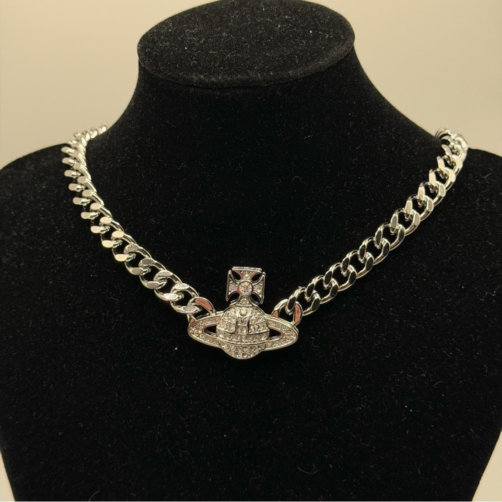 VIVIENNE WESTWOOD GRAZIELLA SMALL CHOKER — PLATINUM / WHITE