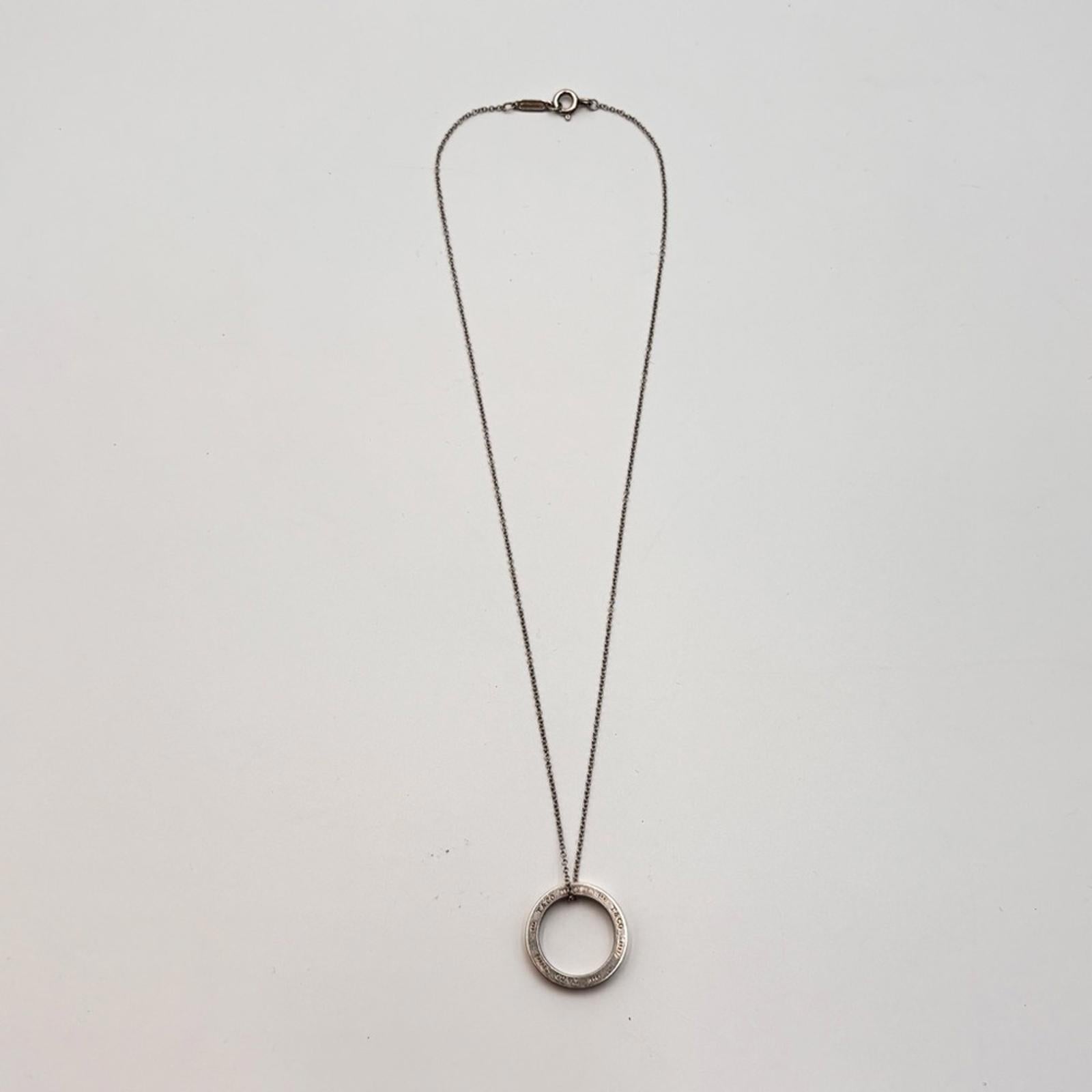 Tiffany & Co Sterling Silver Circle Pendant Necklace 925 Minimalist
