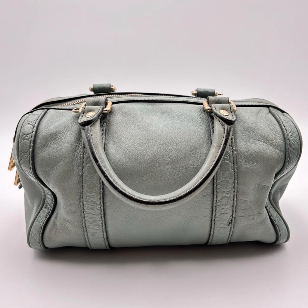 Gucci GG Embossed Leather Boston Bag Sage