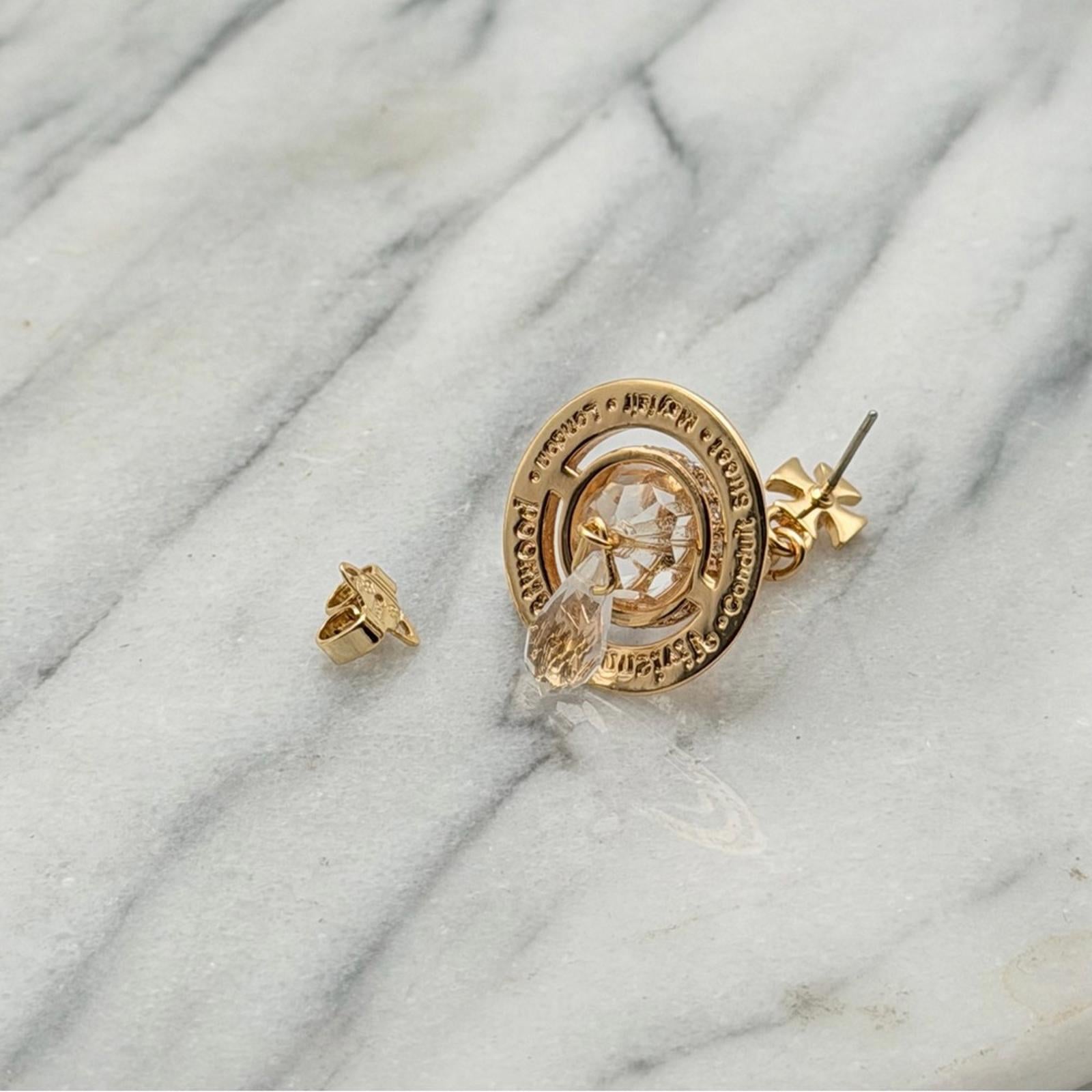 VIVIENNE WESTWOOD ORB DROP EARRINGS – GOLD TONE CRYSTAL