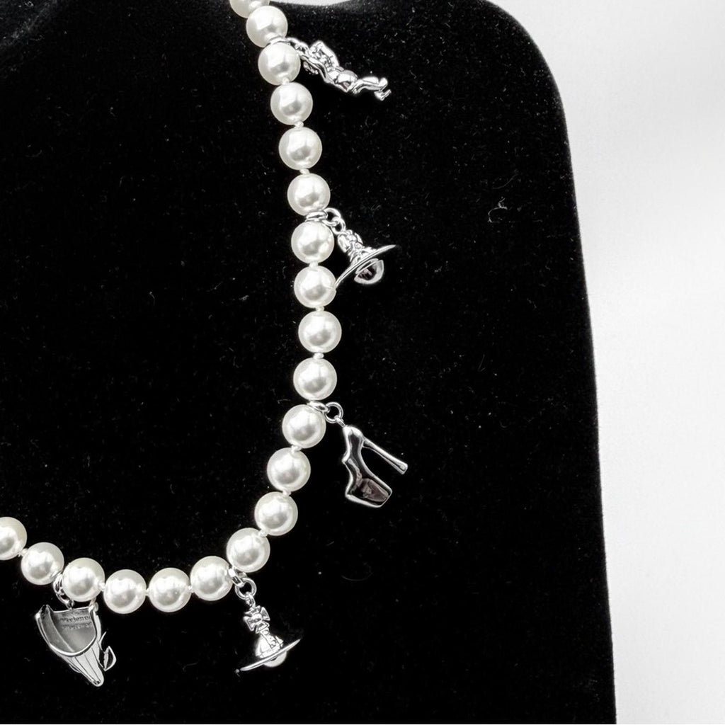 VIVIENNE WESTWOOD ANGLO PEARL CHARM NECKLACE