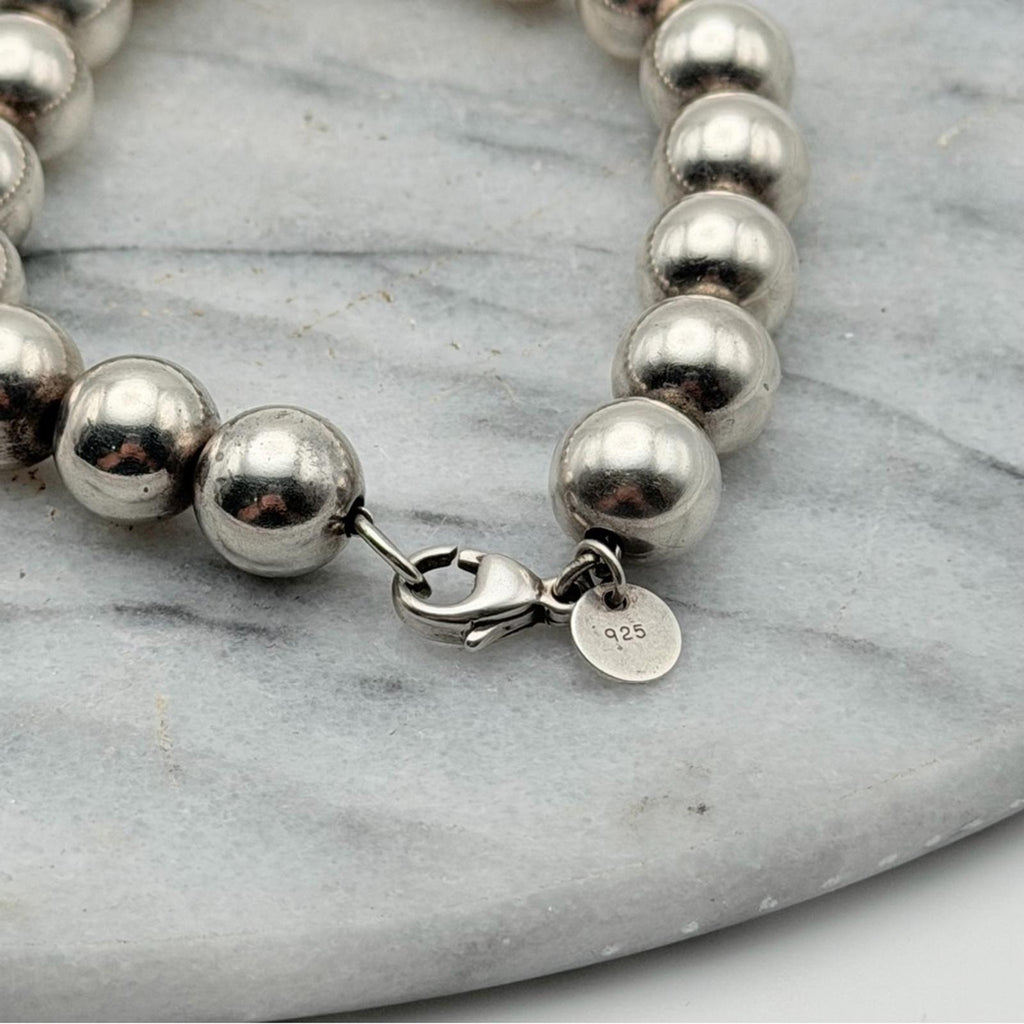 TIFFANY & CO 925 STERLING SILVER BALL BEAD BRACELET SILVER