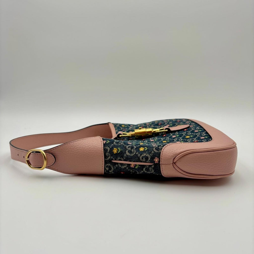 Gucci Jackie 1961 GG Denim Floral Shoulder Bag LimitedEditio