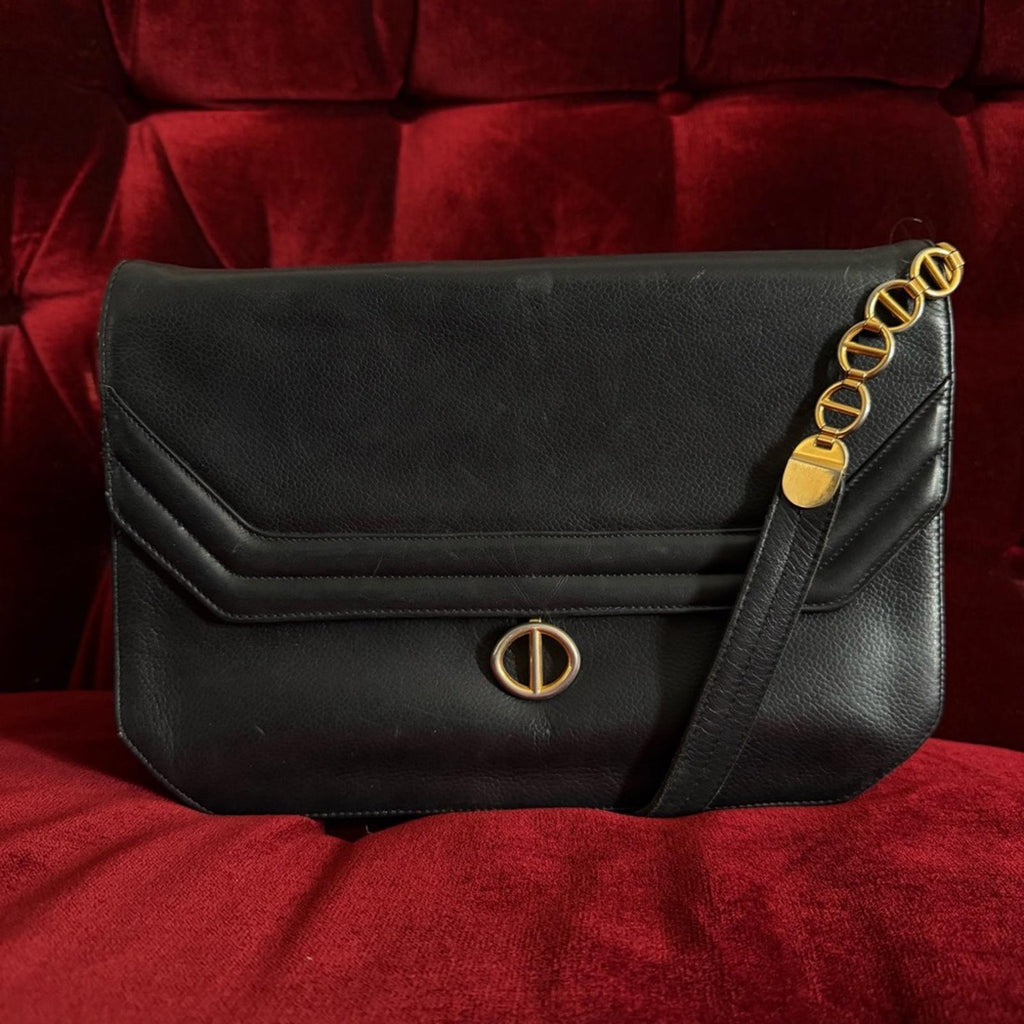 CHRISTIAN DIOR BLACK LEATHER CROSSBODY BAG