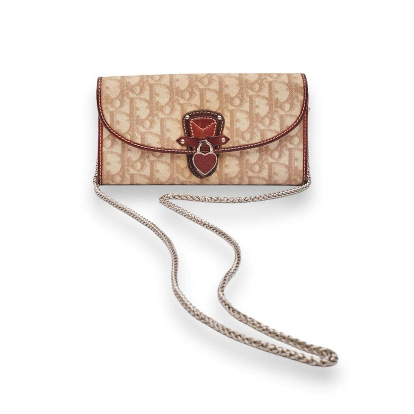 Christian Dior 
Rare Vintage Romantique Trotter Monogram Dior Wallet on Chain