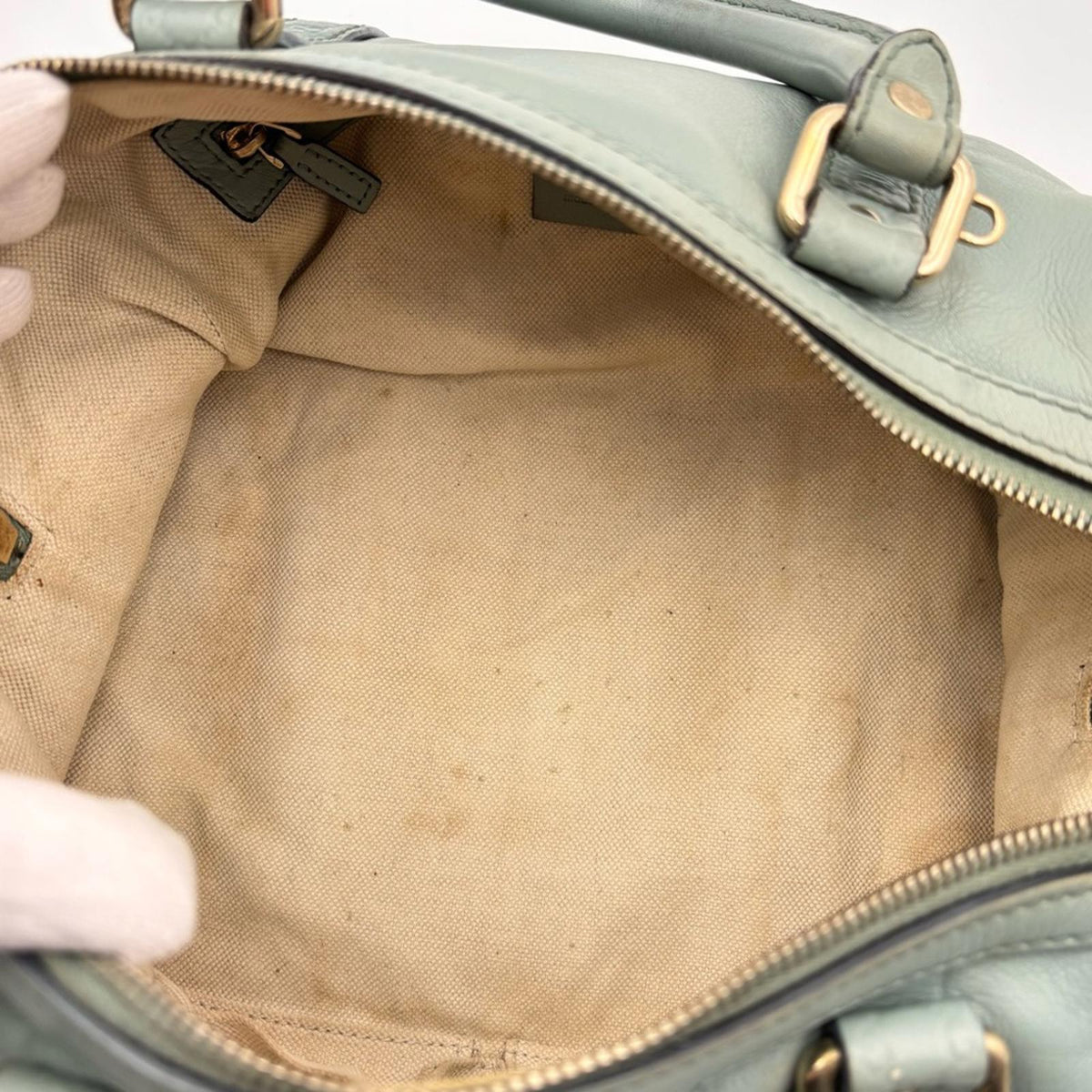 Gucci GG Embossed Leather Boston Bag Sage
