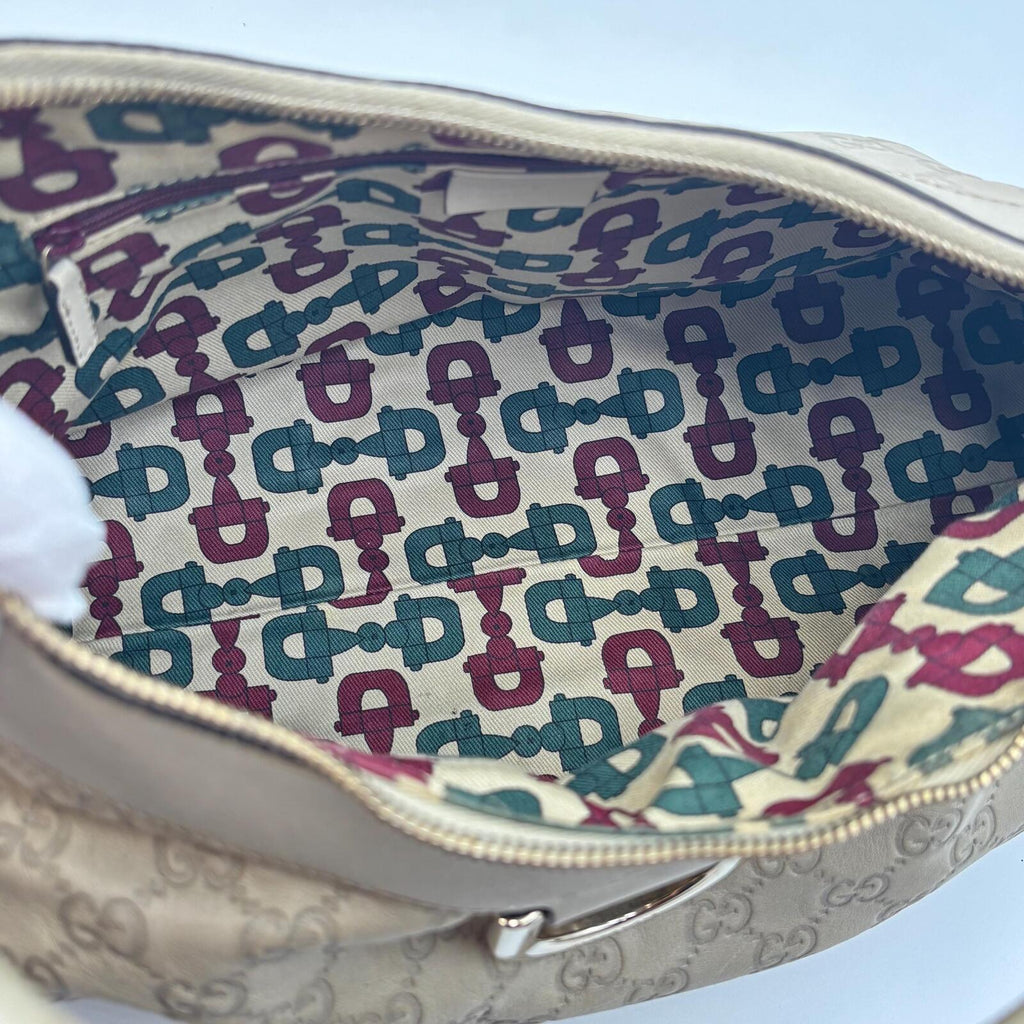 Gucci Guccissima D-Ring Hobo Bag – Ivory Leather With Detachable Strap