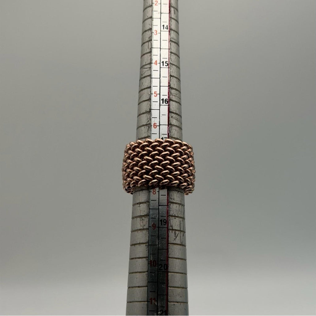 MISS MIMI BEADED MESH RING – 18K ROSE GOLD PLATED