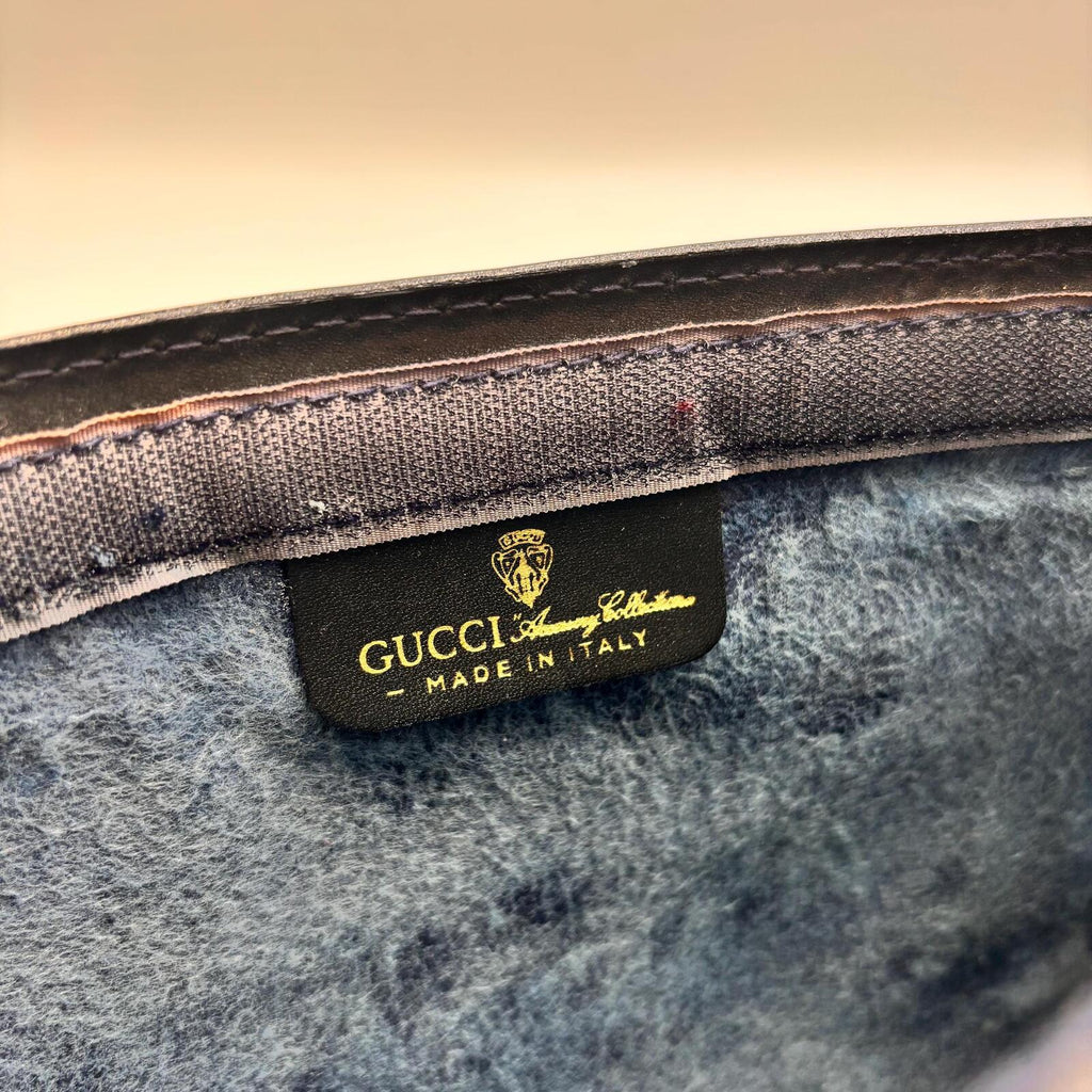 Gucci Vintage GG Supreme Web Clutch Pouch Bag Navy Red