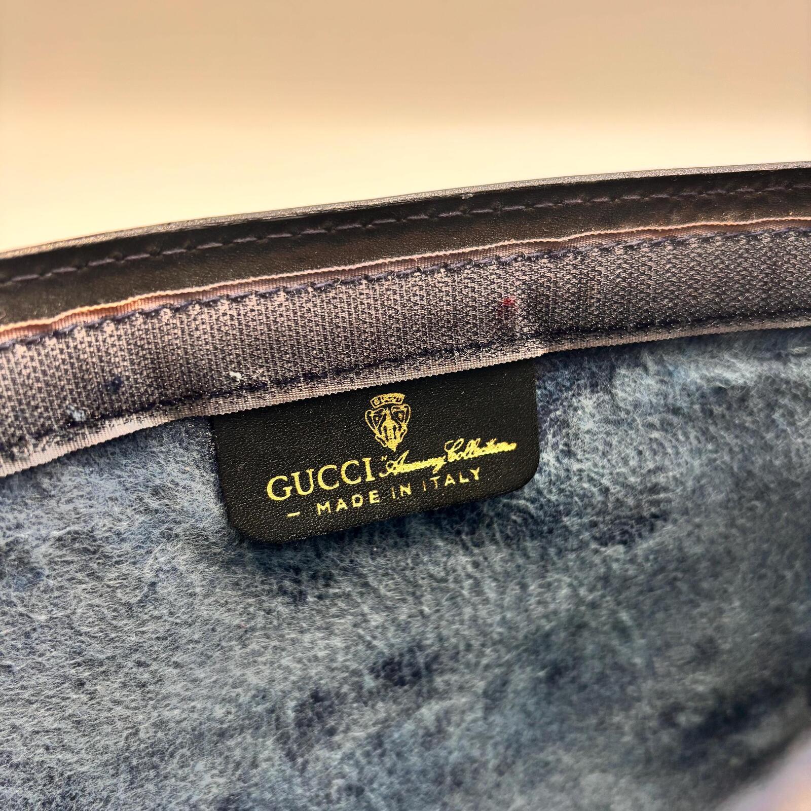 Gucci Vintage GG Supreme Web Clutch Pouch Bag Navy Red