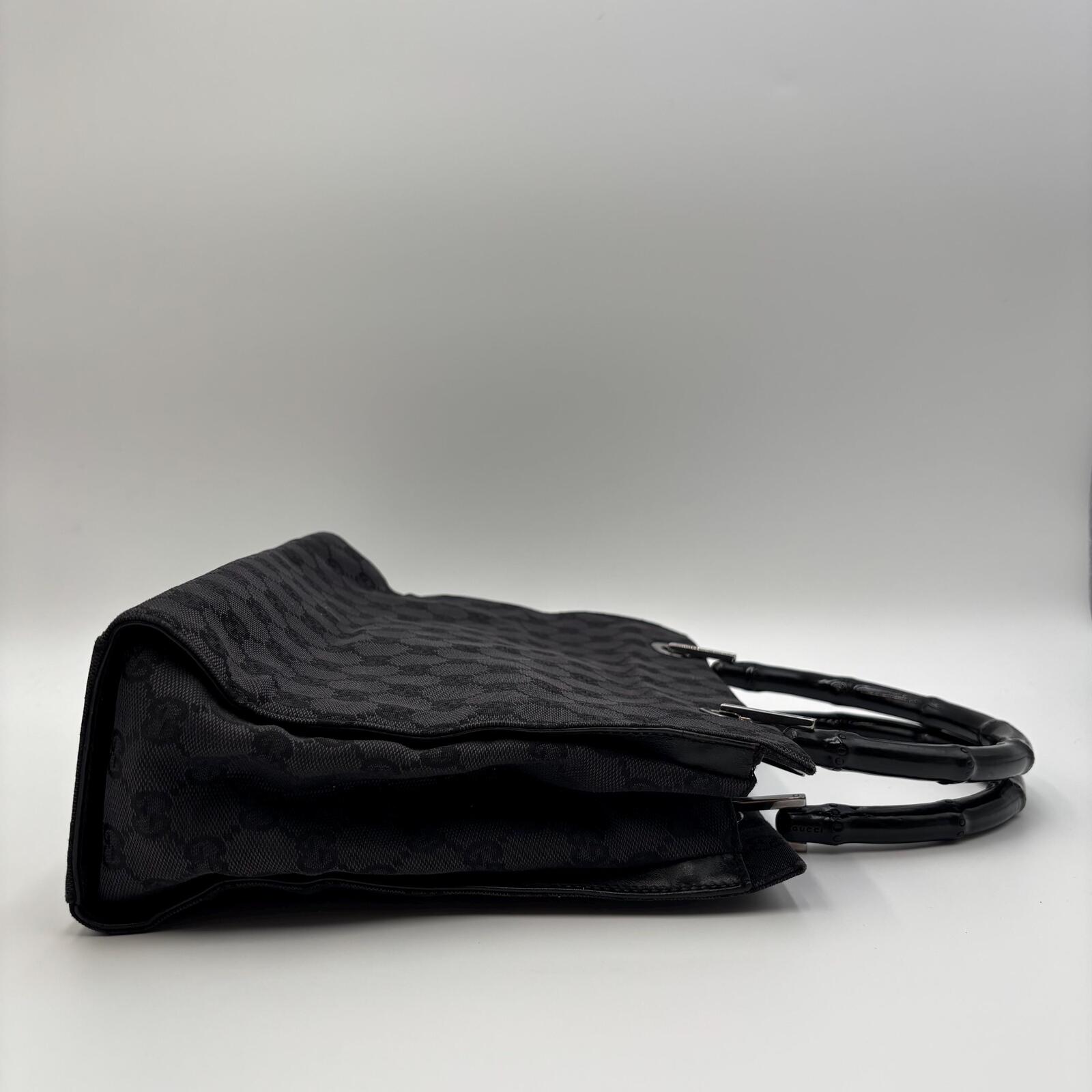 Gucci Bamboo GG Canvas Tote Bag Black