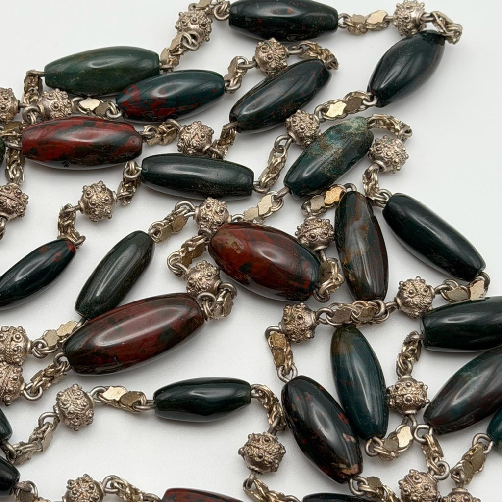 Vintage Sterling Silver Bloodstone Necklaces Set