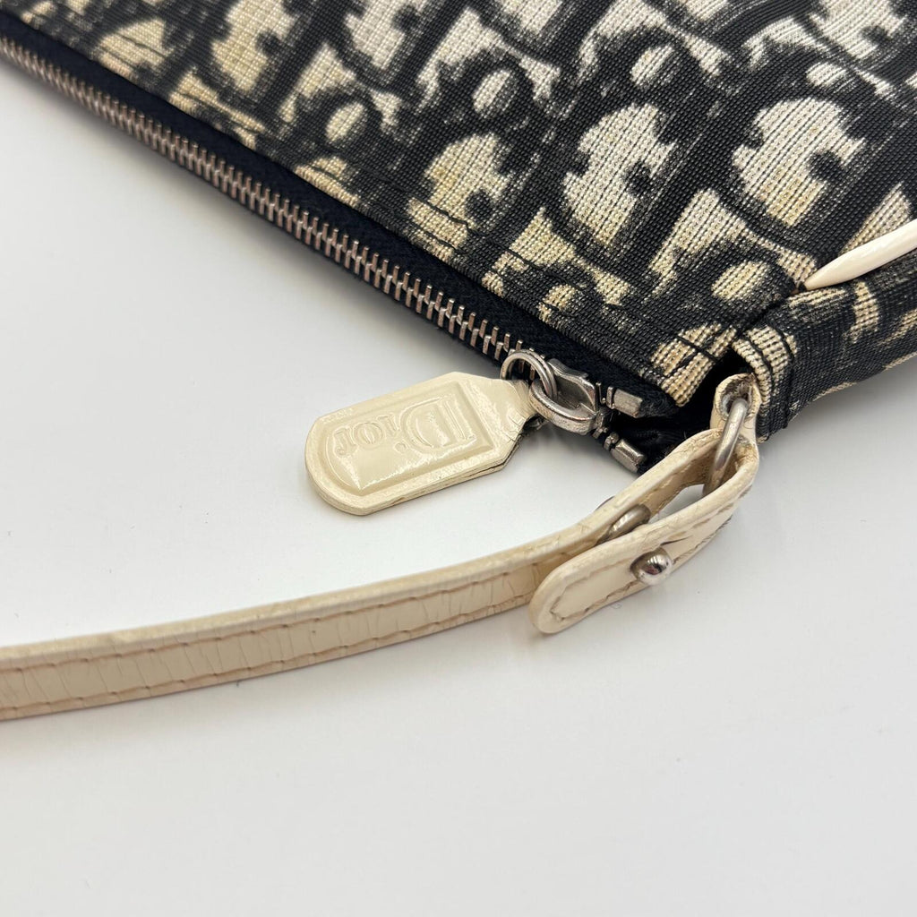 Christian Dior Trotter Saddle Pochette Shoulder Bag Navy Beige