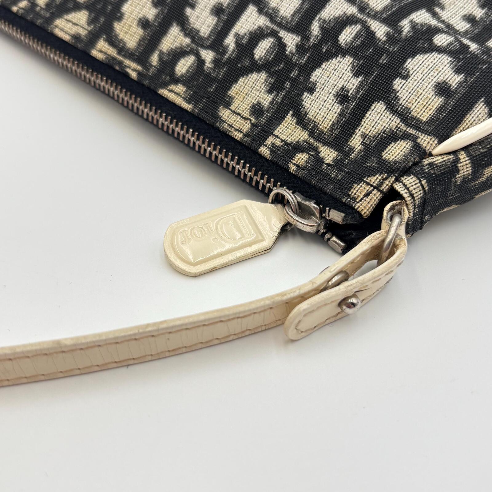 Christian Dior Trotter Saddle Pochette Shoulder Bag Navy Beige