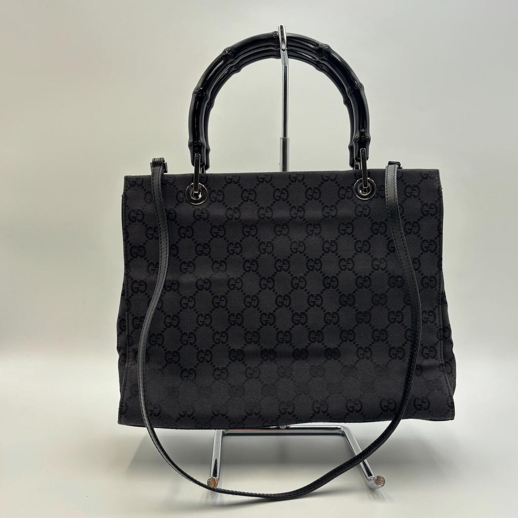Gucci Bamboo GG Canvas Tote Bag Black