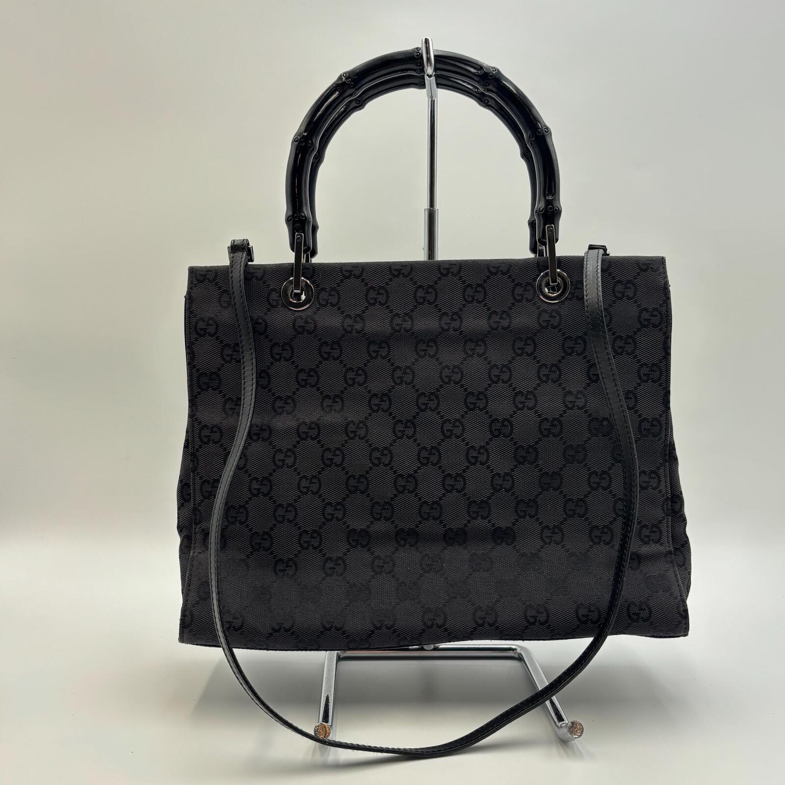Gucci Bamboo GG Canvas Tote Bag Black