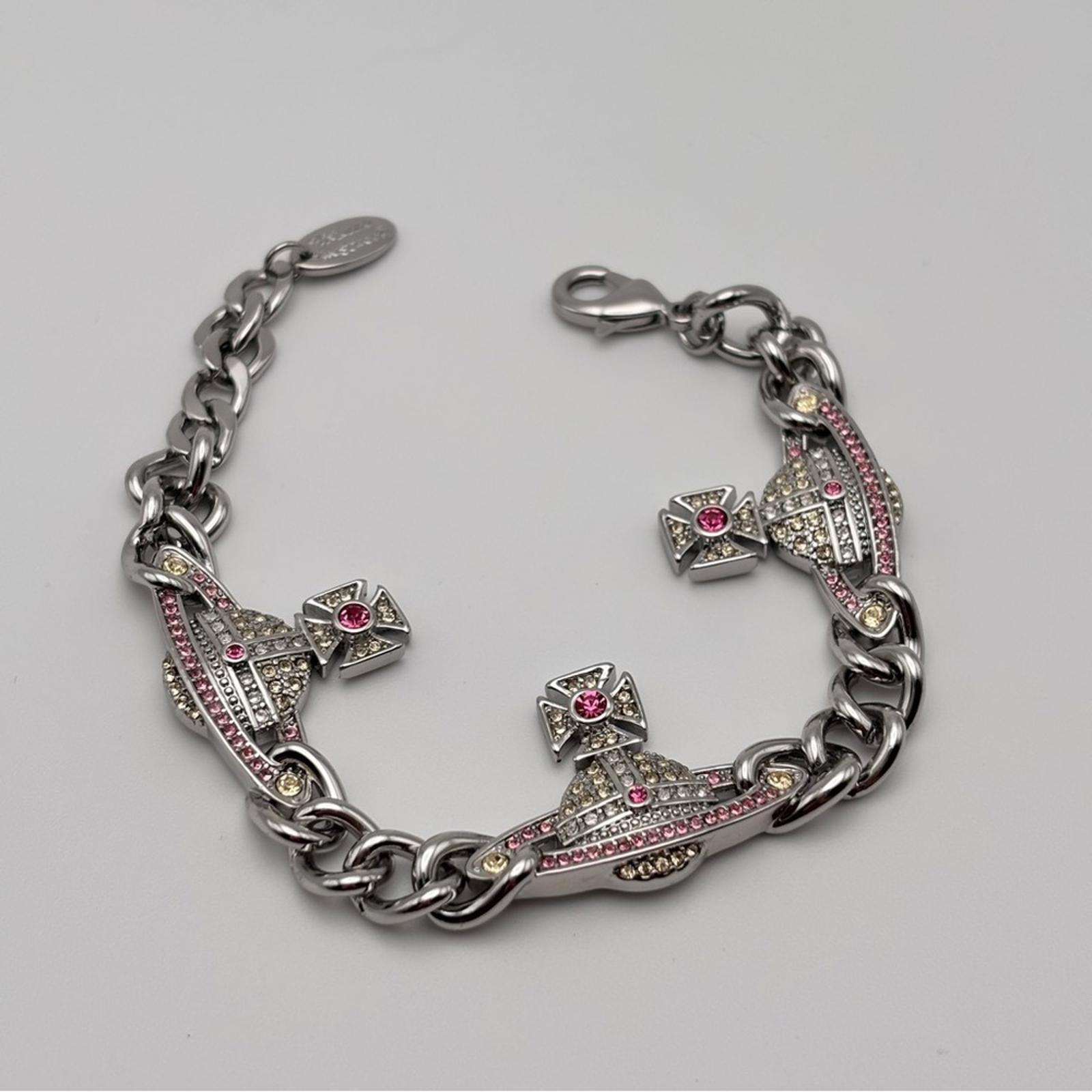 Vivienne Westwood Kika Saturn Orb Crystal Chain Bracelet