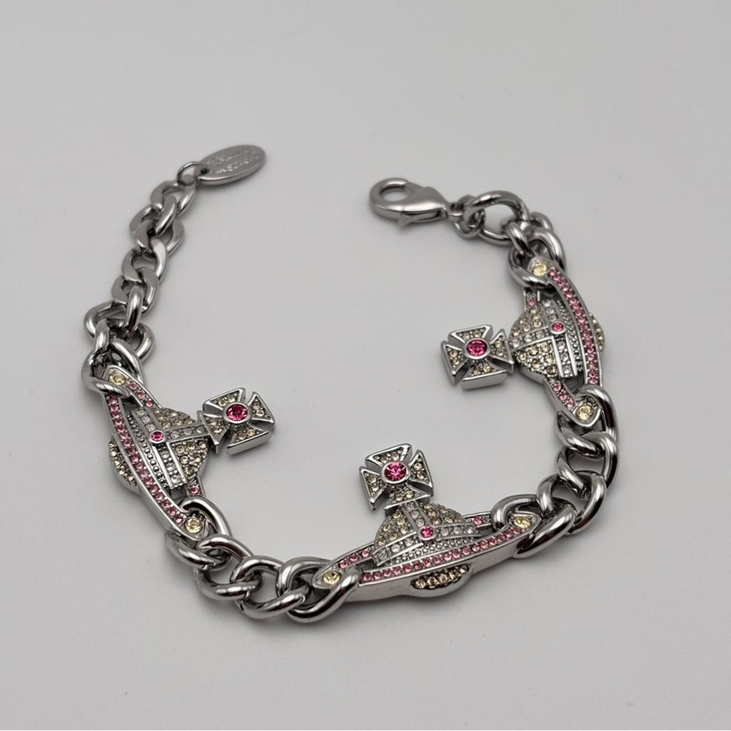 Vivienne Westwood Kika Saturn Orb Crystal Chain Bracelet