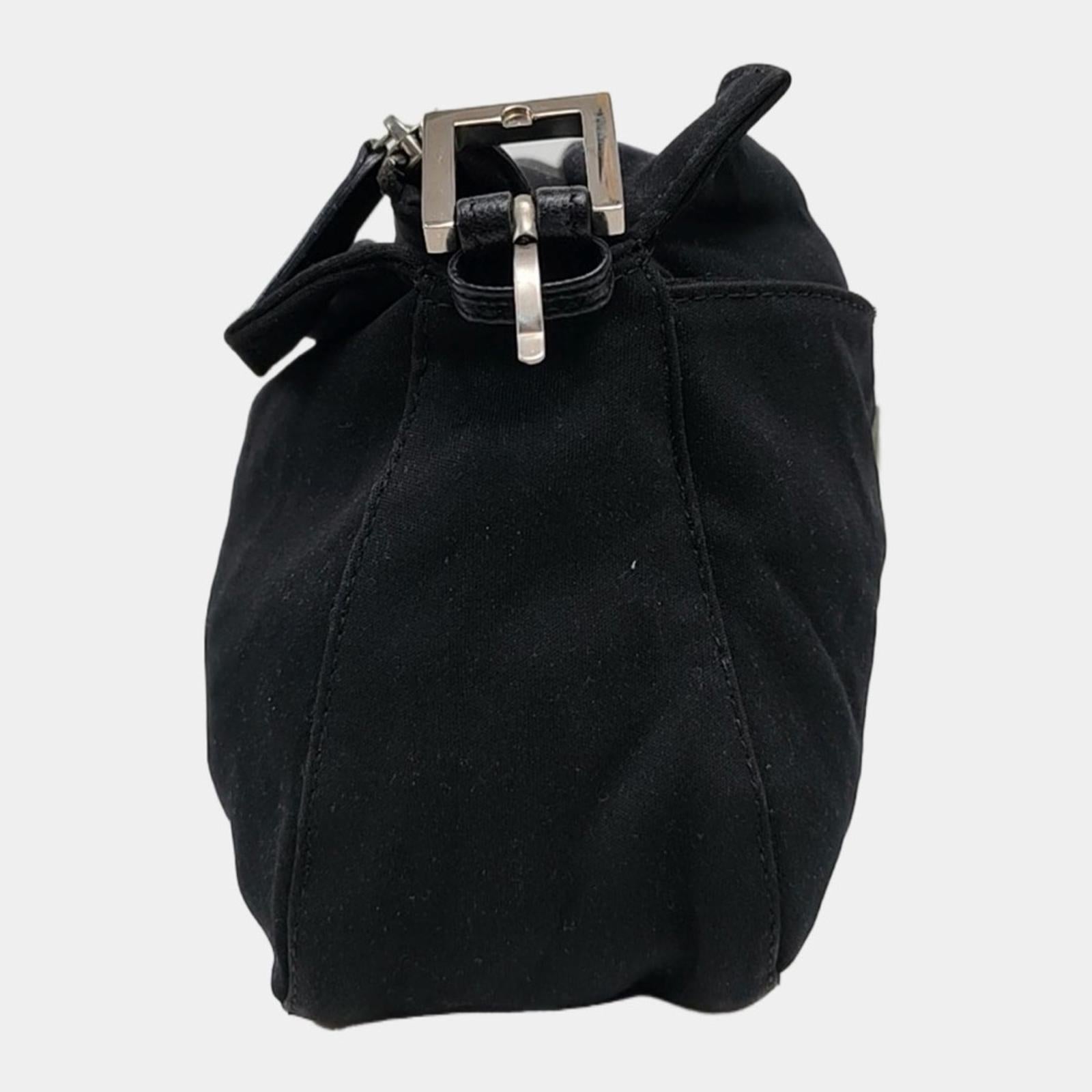 Fendi Neoprene Baguette Shoulder Bag Black Vintage