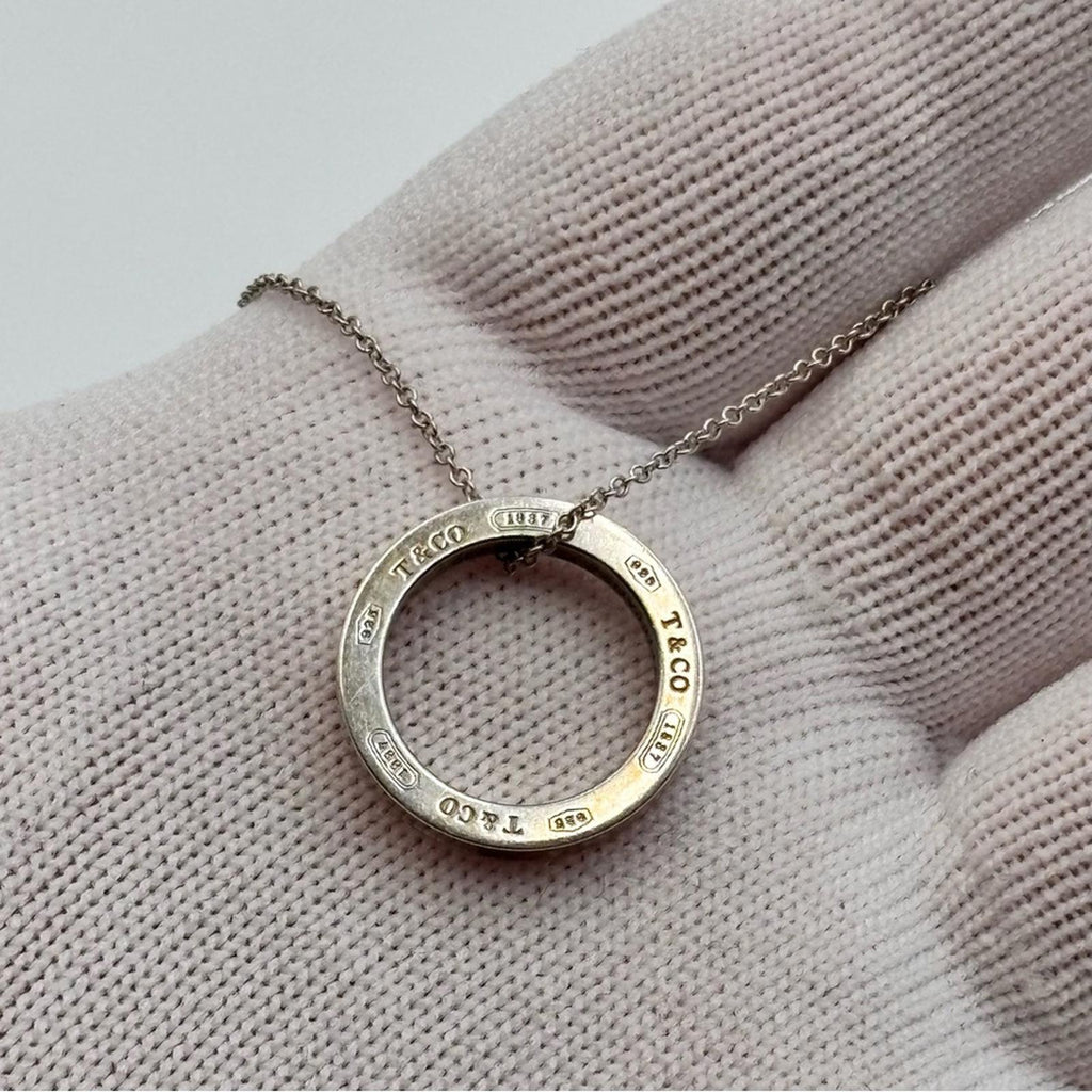 Tiffany & Co Sterling Silver Circle Pendant Necklace 925 Minimalist